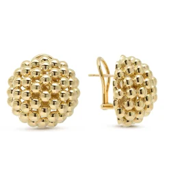 Gold<LAGOS 18K Gold Beaded Omega Clip Earrings