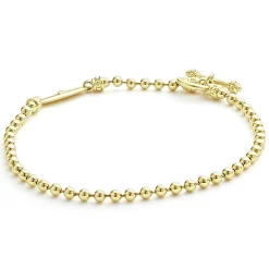 Gold<LAGOS 18K Gold Beaded Toggle Bracelet