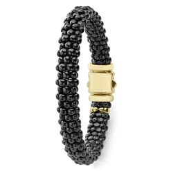 Gold<LAGOS 18K Gold Black Ceramic Beaded Bracelet