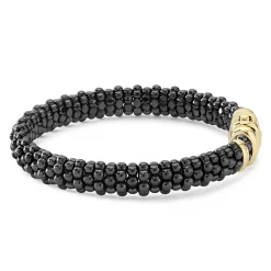 Gold<LAGOS 18K Gold Black Ceramic Beaded Bracelet