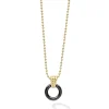 Gold<LAGOS 18K Gold Black Ceramic Circle Pendant Necklace