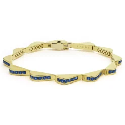 Gemstones<LAGOS 18K Gold Blue Sapphire Link Wave Bracelet