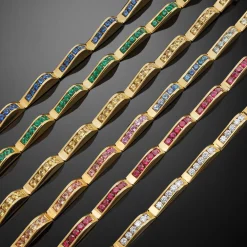 Gold<LAGOS 18K Gold Blue Sapphire Link Wave Bracelet