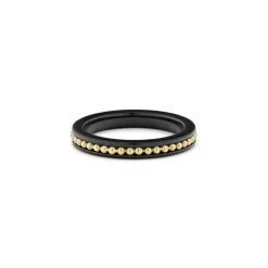 Gold<LAGOS 18K Gold Caviar And Black Ceramic Stacking Ring