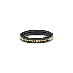 Gold<LAGOS 18K Gold Caviar And Black Ceramic Stacking Ring