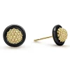 Gold<LAGOS 18K Gold Caviar And Black Ceramic Stud Earrings