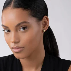 Gold<LAGOS 18K Gold Caviar And Black Ceramic Stud Earrings