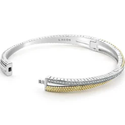 Two-Tone<LAGOS 18K Gold Caviar And Diamond Bangle