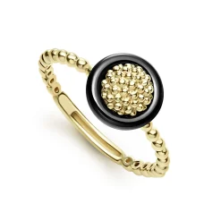 Gold<LAGOS 18K Gold Caviar Black Ceramic Ring