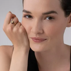 Gold<LAGOS 18K Gold Caviar Black Ceramic Ring