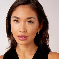 Gold<LAGOS 18K Gold Caviar Diamond Hoop Earrings