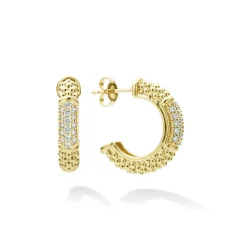 Diamonds<LAGOS 18K Gold Caviar Diamond Hoop Earrings
