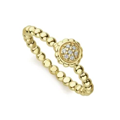 Gold<LAGOS 18K Gold Caviar Diamond Ring