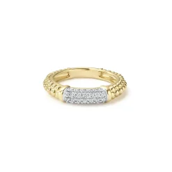 Gold<LAGOS 18K Gold Caviar Diamond Stacking Ring