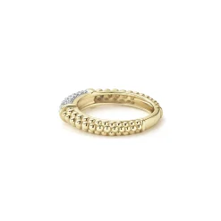 Gold<LAGOS 18K Gold Caviar Diamond Stacking Ring