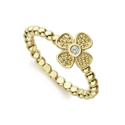 Gold<LAGOS 18K Gold Caviar Flower Diamond Ring