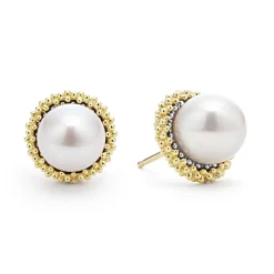 Stud Earrings<LAGOS 18K Gold Caviar Pearl Stud Earrings