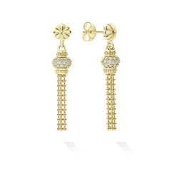 Diamonds<LAGOS 18K Gold Caviar Tassel Diamond Earrings