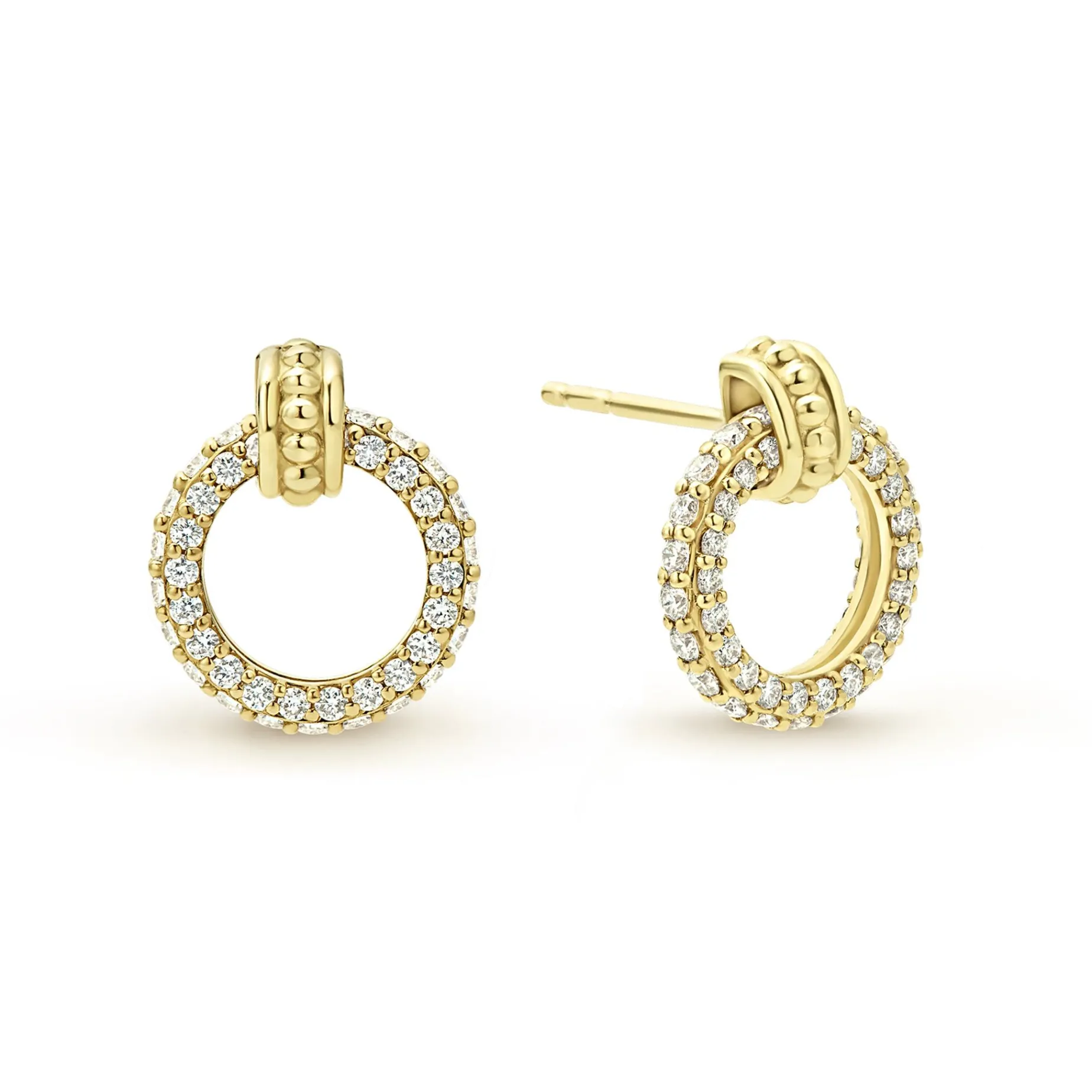 Drop Earrings<LAGOS 18K Gold Circle Diamond Stud Earrings