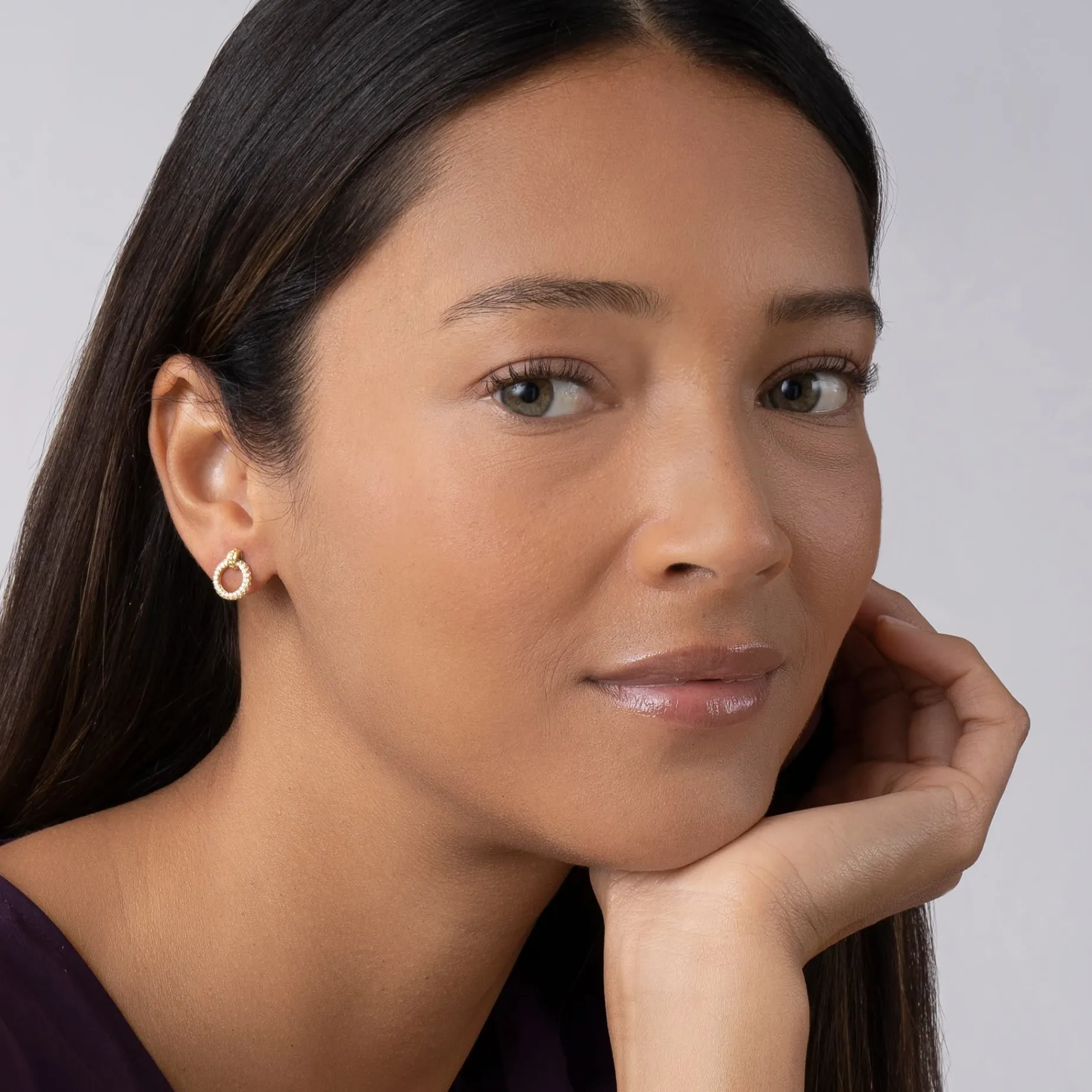 Drop Earrings<LAGOS 18K Gold Circle Diamond Stud Earrings