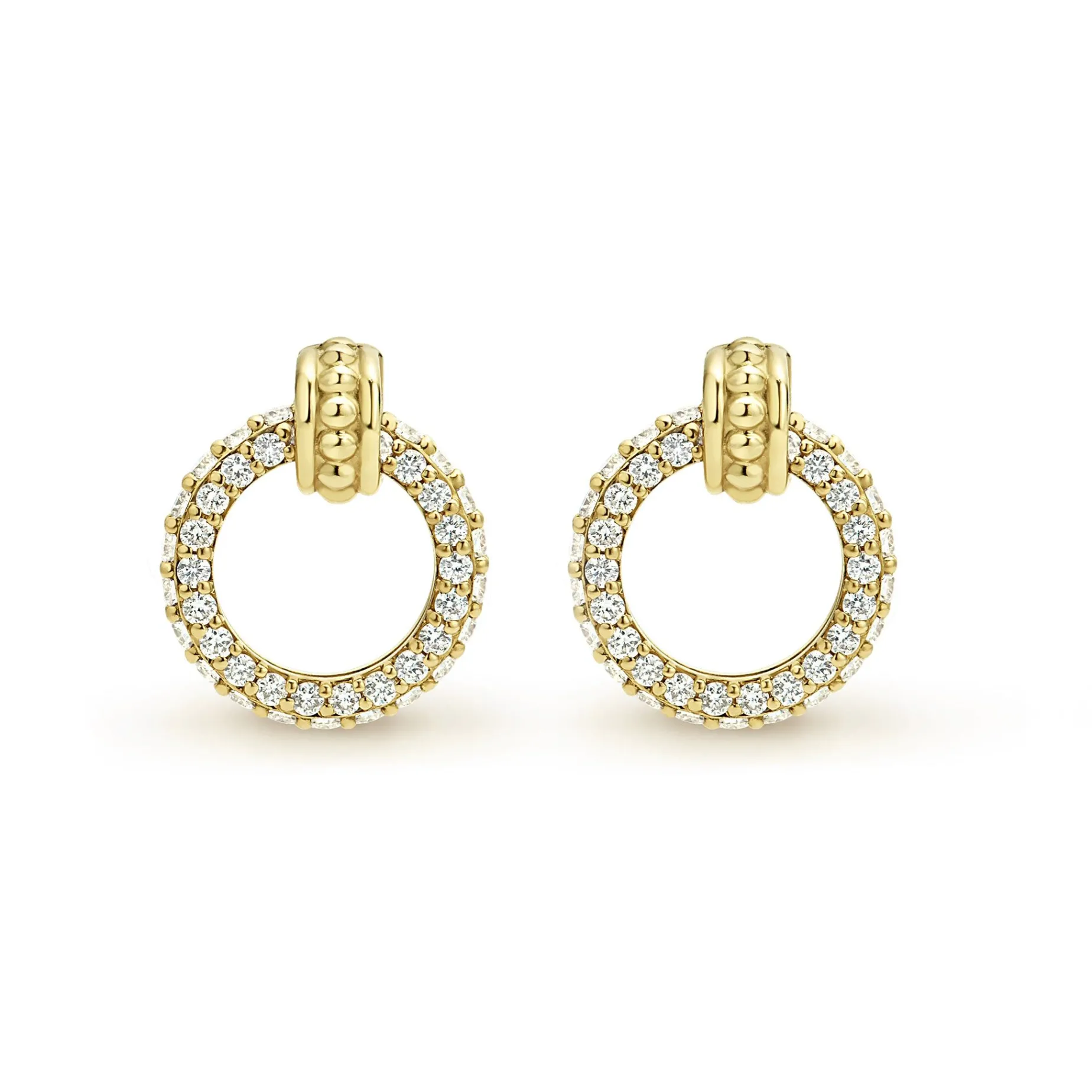 Drop Earrings<LAGOS 18K Gold Circle Diamond Stud Earrings