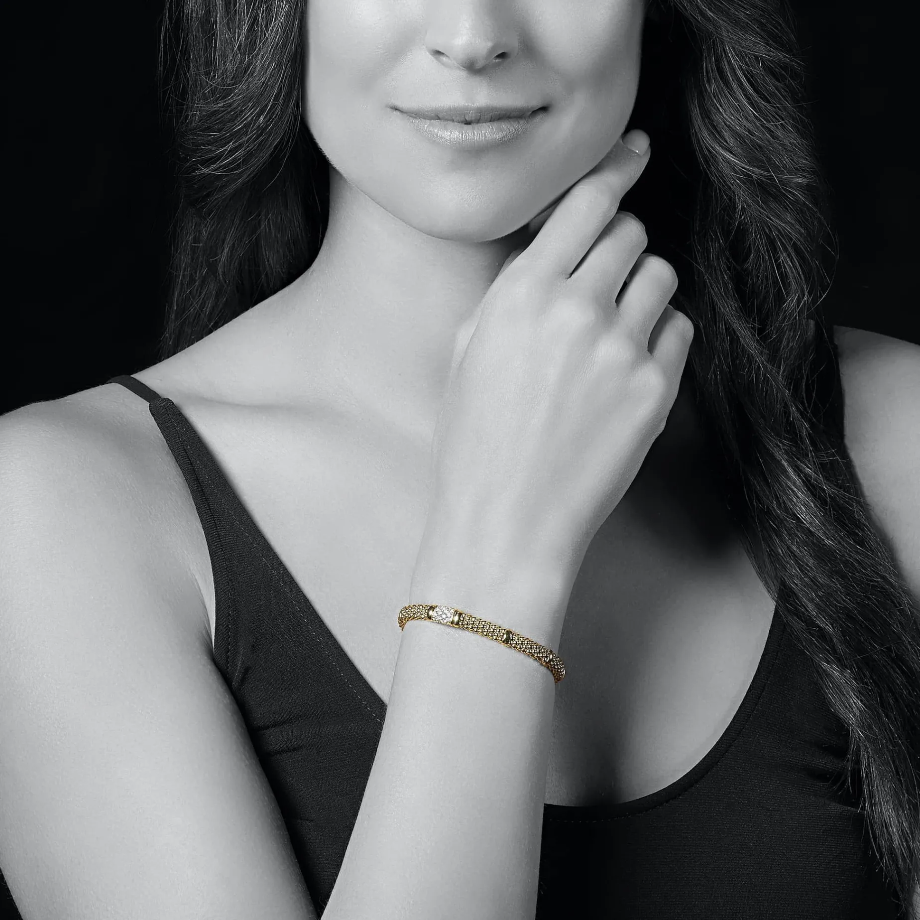 Gold<LAGOS 18K Gold Diamond Bracelet | 6Mm