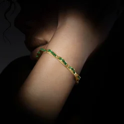 Gold<LAGOS 18K Gold Emerald Link Wave Bracelet