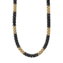 Gold<LAGOS 18K Gold Large Station Ceramic Beaded Necklace | 5Mm
