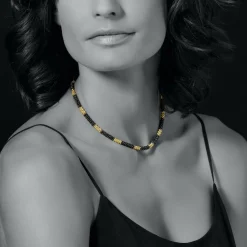 Gold<LAGOS 18K Gold Large Station Ceramic Beaded Necklace | 5Mm