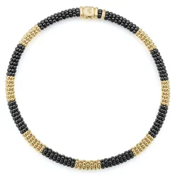 Gold<LAGOS 18K Gold Large Station Ceramic Beaded Necklace | 9Mm
