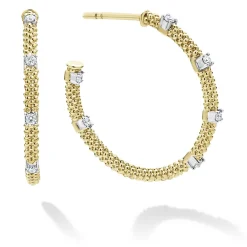 Hoop Earrings<LAGOS 18K Gold Superfine Diamond Hoop Earrings