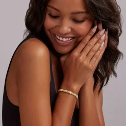 Gold<LAGOS 18K Gold Three Station X Diamond Caviar Bracelet | 6Mm