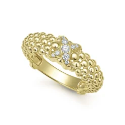 Gold<LAGOS 18K Gold X Caviar Diamond Ring