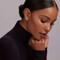 Gold<LAGOS 18K Gold X Diamond Stud Earrings