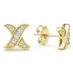 Stud Earrings<LAGOS 18K Gold X Diamond Stud Earrings