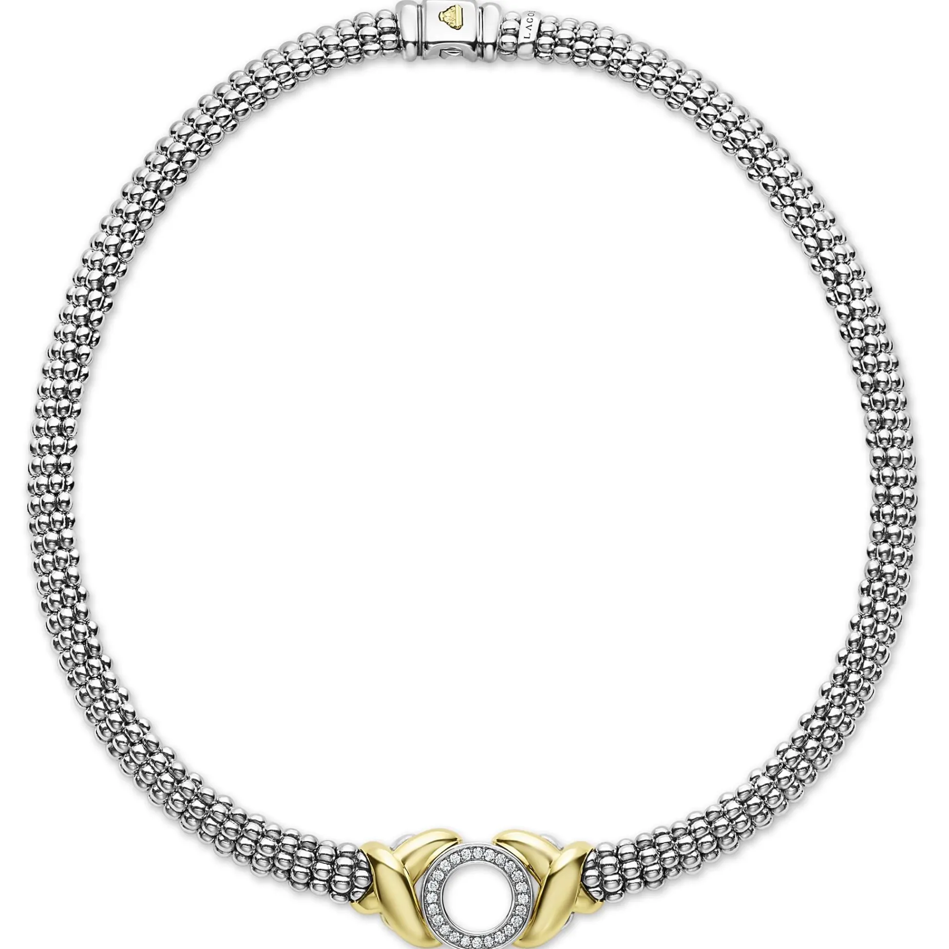 Two-Tone<LAGOS 18K Gold Xo Diamond Necklace