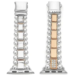 Diamonds<LAGOS 18K Rose Gold And Sterling Silver Single Diamond Watch Bracelet-38-45Mm