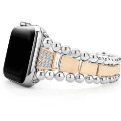 Diamonds<LAGOS 18K Rose Gold And Sterling Silver Single Diamond Watch Bracelet-42-49Mm