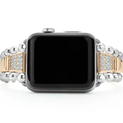 Diamonds<LAGOS 18K Rose Gold And Sterling Silver Single Diamond Watch Bracelet-42-49Mm