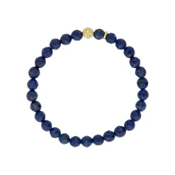 Gold<LAGOS Lapis Gold Station Bead Bracelet