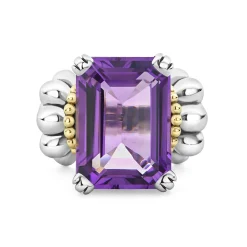 Gemstones<LAGOS Large Emerald-Cut Amethyst Ring