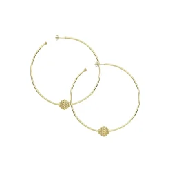 Gold<LAGOS Large 18K Gold Caviar Ball Hoop Earrings