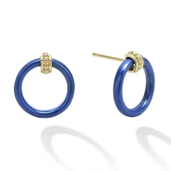 Gold<LAGOS Large 18K Gold Ceramic Circle Stud Earrings