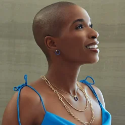 Gold<LAGOS Large 18K Gold Ceramic Circle Stud Earrings