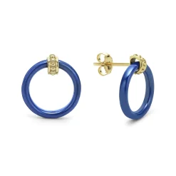 Gold<LAGOS Large 18K Gold Ceramic Circle Stud Earrings