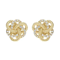 Stud Earrings<LAGOS Large 18K Gold Love Knot Diamond Earrings
