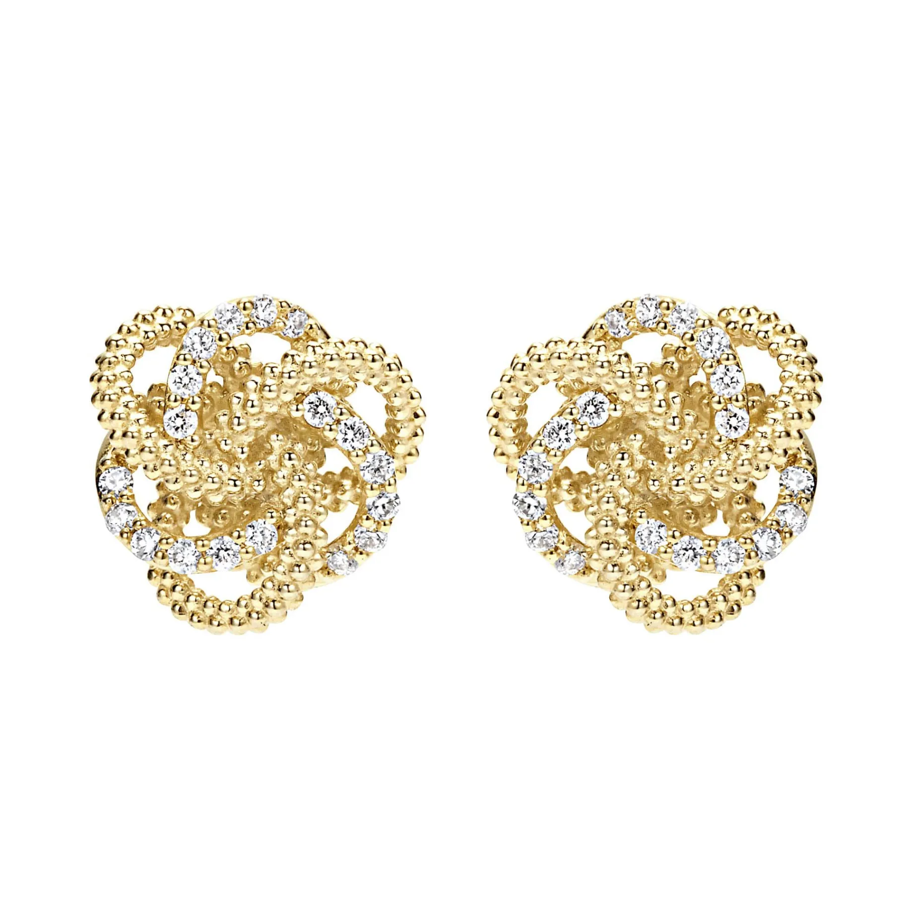 Stud Earrings<LAGOS Large 18K Gold Love Knot Diamond Earrings