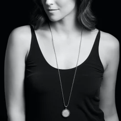 Caviar Necklaces<LAGOS Large Onyx Circle Pendant Necklace