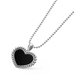 Gemstones<LAGOS Large Onyx Heart Pendant Necklace