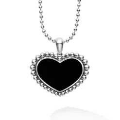 Long Necklaces<LAGOS Large Onyx Heart Pendant Necklace